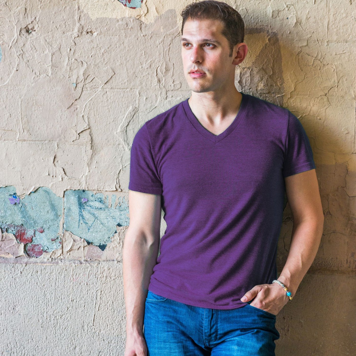 Deep Wine Mist V-Neck
